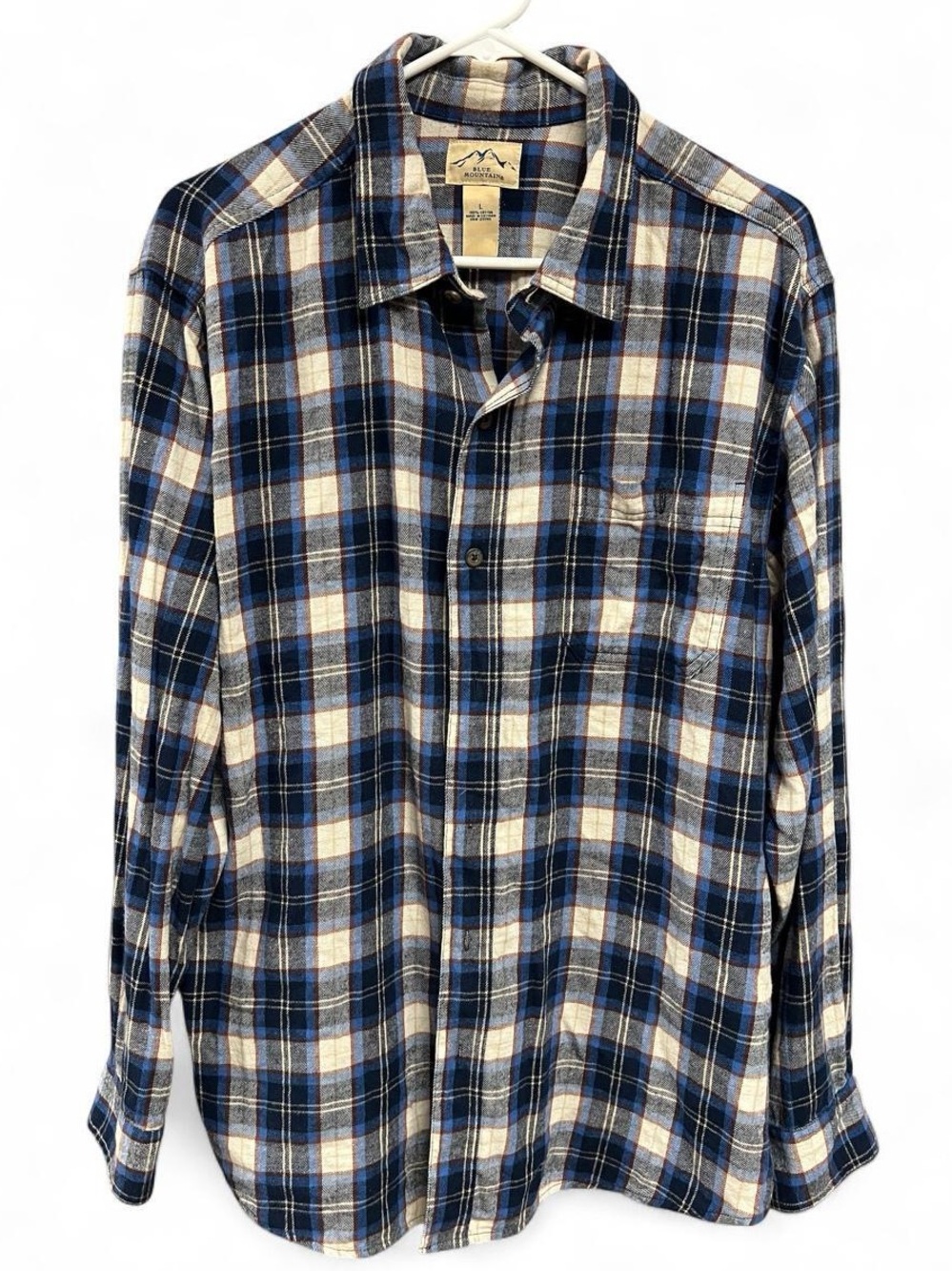 Blue Mountain Button Down Long Sleeve Flannel Shirt Men’s Size Large